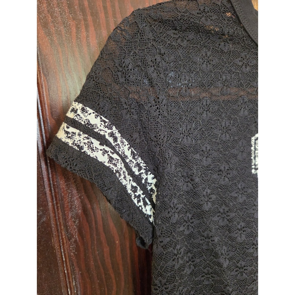 Madden Girl Lace 10 Varsity Stripe Crop Top Junior Large Lace Preppy Sporty GUC - Picture 5 of 8